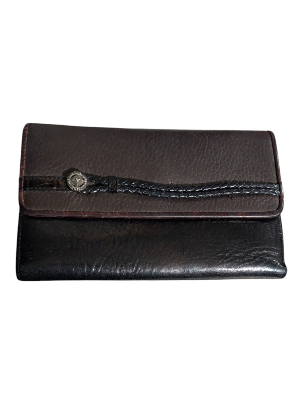 Brighton Black and Dark Brown Leather Bifold Wallet